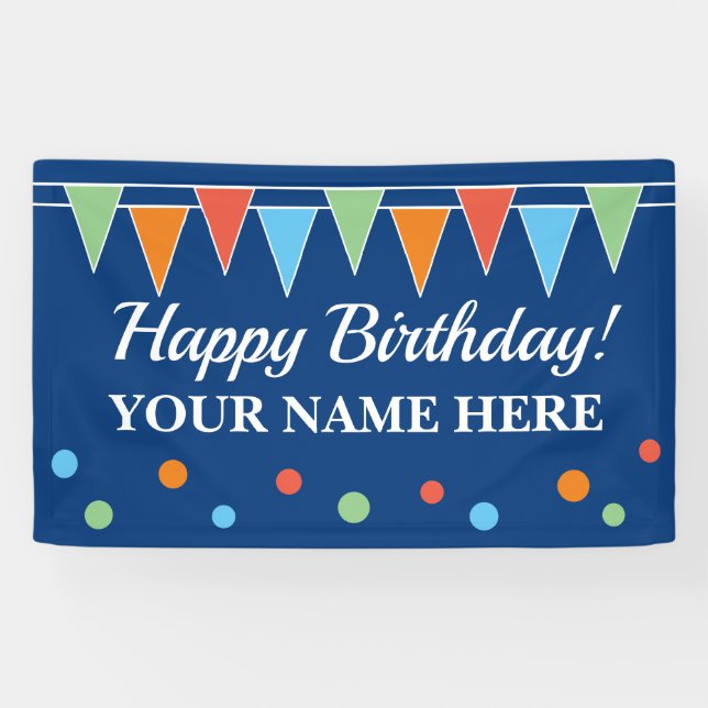 Bannière de fête d'anniversaire joyeuse avec drape (Horizontal)