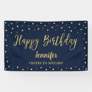 Bannière de fête d'anniversaire Or & Navy