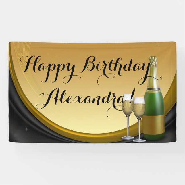 Bannière de fête d'anniversaire personnalisée Cham (Horizontal)