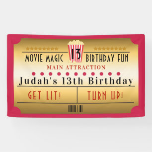 Bannière de fête d'anniversaire pour billet de cin