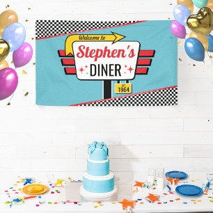 Bannière de fête d'anniversaire rétro Sock Hop de