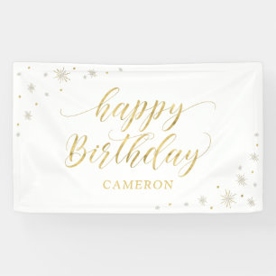 Bannière de fête d'anniversaire scintillante or et