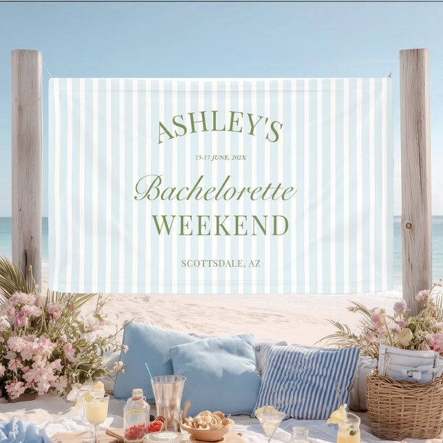 Bannière de fête de Bachelorette à rayures bleues (Créateur téléchargé)