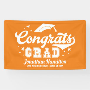 Bannière de fête de fin d'études orange Félicitati