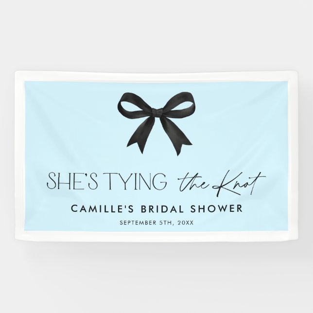 Bannière de Fête de Mariage avec Nœud Bleu Elle No (Horizontal)