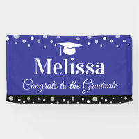Bannière de fête de remise des diplômes bleue avec