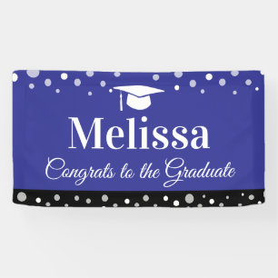 Bannière de fête de remise des diplômes bleue avec