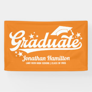 Bannière de fête de remise des diplômes orange dip