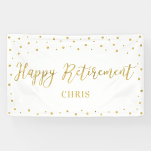 Bannière de fête de retraite joyeuse Or & Blanc