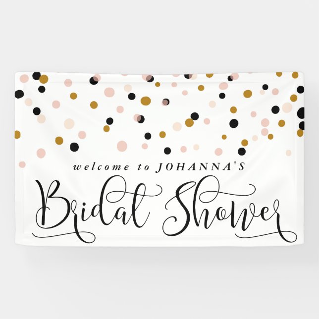 Bannière de Fête des mariées Confetti Dots Moderne (Horizontal)