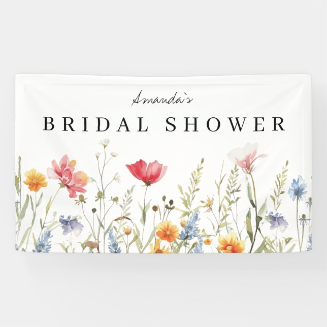 Bannière de Fête des mariées Fleur sauvage aquarel (Horizontal)