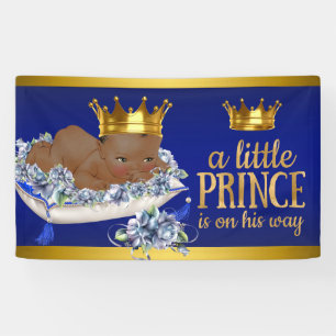 Bannière de fête prénatale pour un prince afro-amé