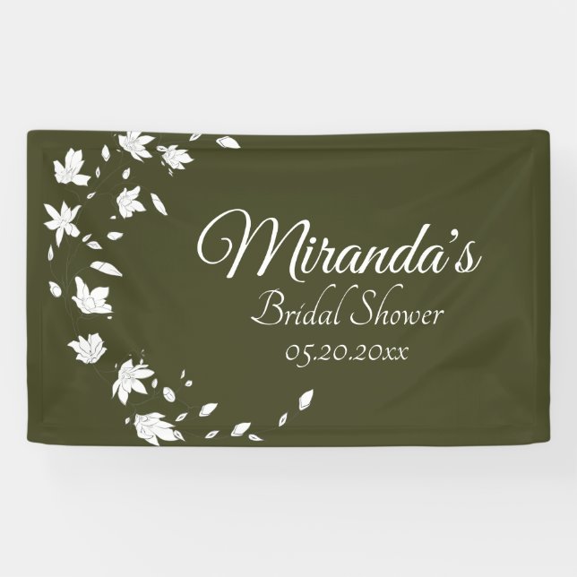 Bannière de Fêtes des mariées florales vert et bla (Horizontal)