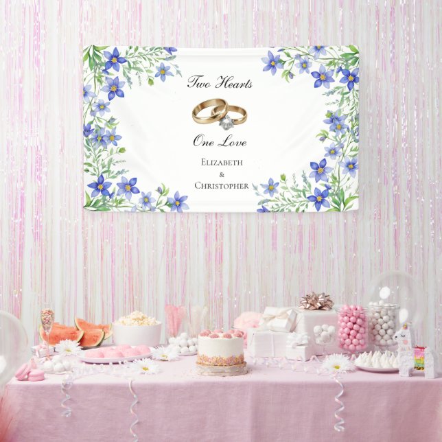 Bannière de Fiançailles Fleur sauvage bleu personn (Fête)