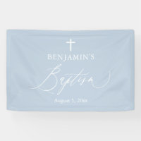 Bannière de fond de baptême garçon croix blanche b