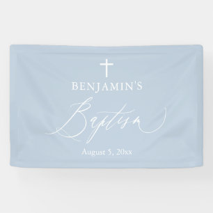 Bannière de fond de baptême garçon croix blanche b