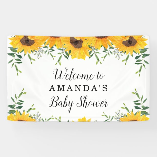 Bannière de fond du Baby shower de tournesol (Horizontal)
