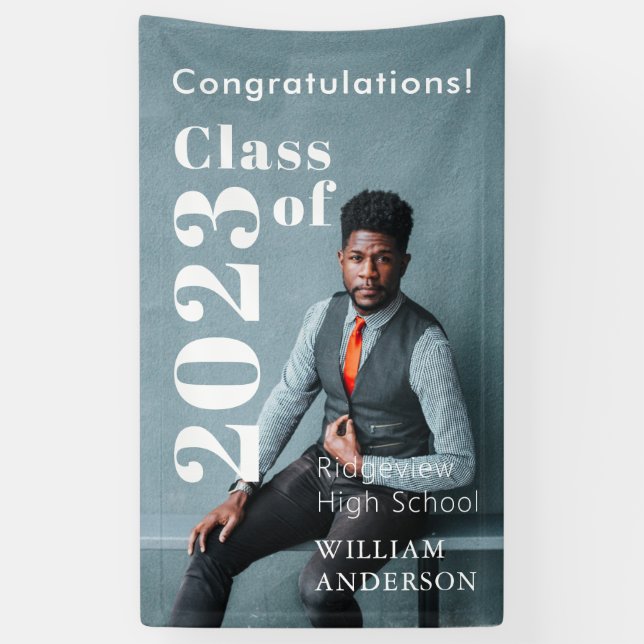 Bannière de graduation avec lettres simples en gra (Vertical)