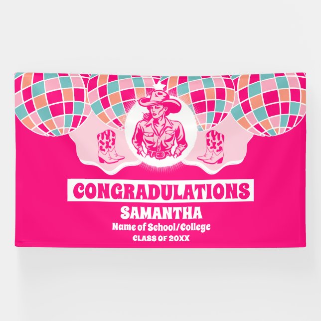 Bannière de graduation Extra Large Space Cowgirl 2 (Horizontal)