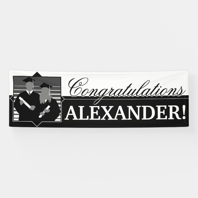 Bannière de graduation Félicitations personnalisab (Horizontal)