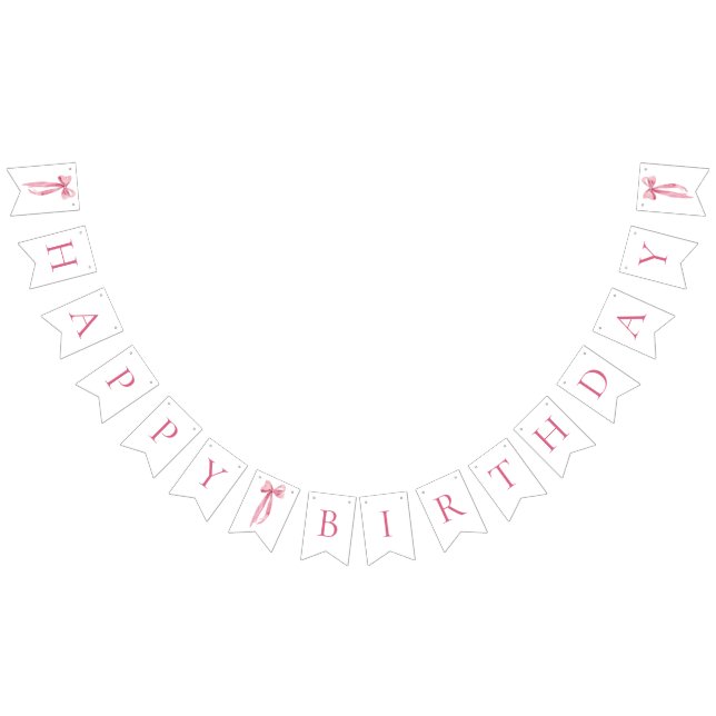 Bannière de guirlande Joyeux Anniversaire avec nœu (Tout)