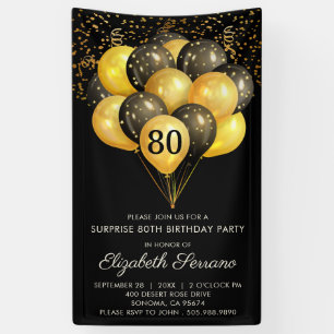 Bannière de la 80e Parties scintillant d'or noir s