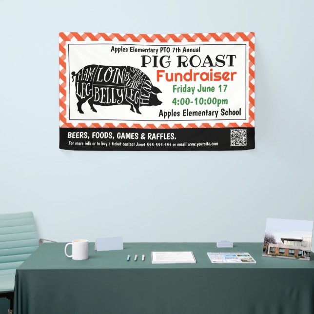 Bannière de la collecte de fonds PIG ROAST PTO PTA (Salon professionnel)