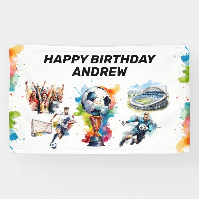 Bannière de la fête Anniversaire de enfant de foot (Horizontal)