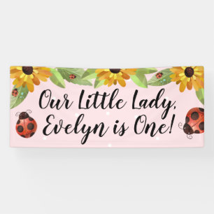 Bannière de la fête d'anniversaire de Floral Ladyb