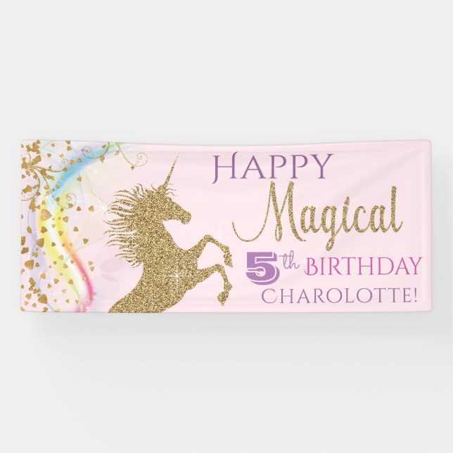 Bannière de la fête d'anniversaire de la licorne (Horizontal)
