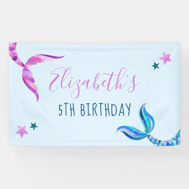 Bannière de la fête d'anniversaire de la sirène (Horizontal)