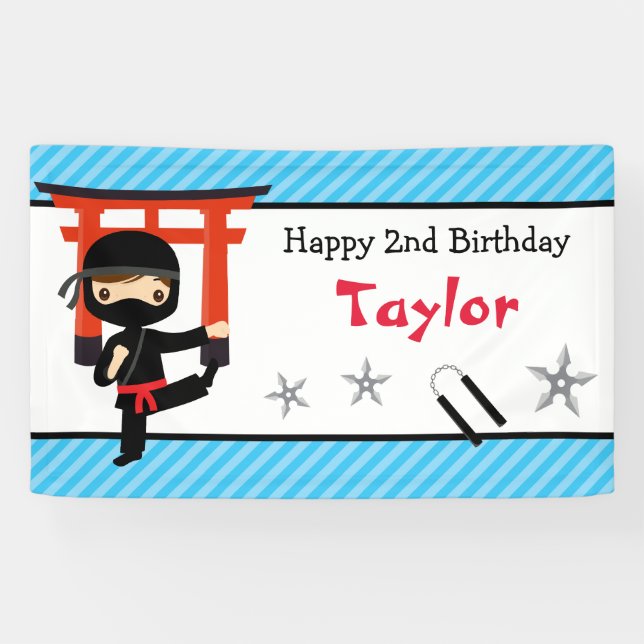 Bannière de la fête d'anniversaire de Ninja Warrio (Horizontal)