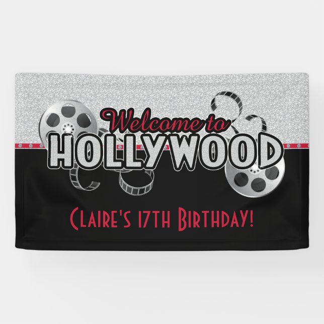 Bannière de la fête d'anniversaire d'Hollywood (Horizontal)