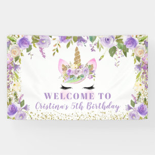 Bannière de la fête d'anniversaire florale de l'Un