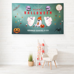 Bannière de la fête d'Halloween personnalisée pour