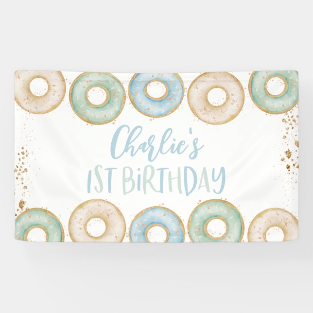 Bannière de la fête du 1er anniversaire du garçon  (Horizontal)