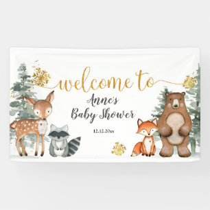 Bannière de la fête du Baby shower forestier d'h