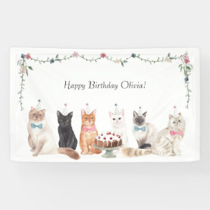 Bannière de la fête du chat, fête d'anniversaire d