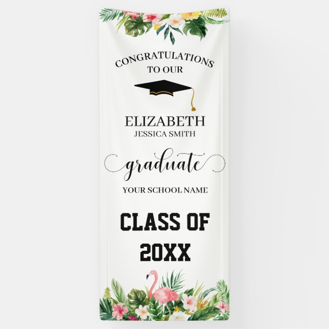 Bannière de la porte de graduation Flamant rose et (Vertical)