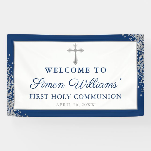 Bannière de la Première Sainte Communion Bleue de  (Horizontal)