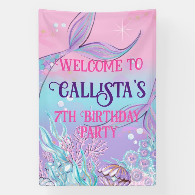 Bannière de la queue de sirène magique - sous la m (Verticale)