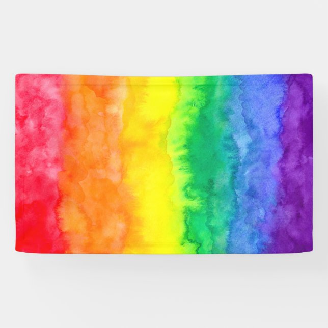 Bannière de lavage à l'aquarelle arc-en-ciel (Horizontal)