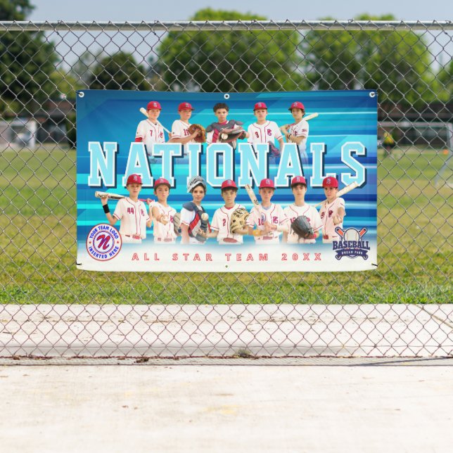 Bannière de l'équipe de baseball bleu - Personnali (En situation)