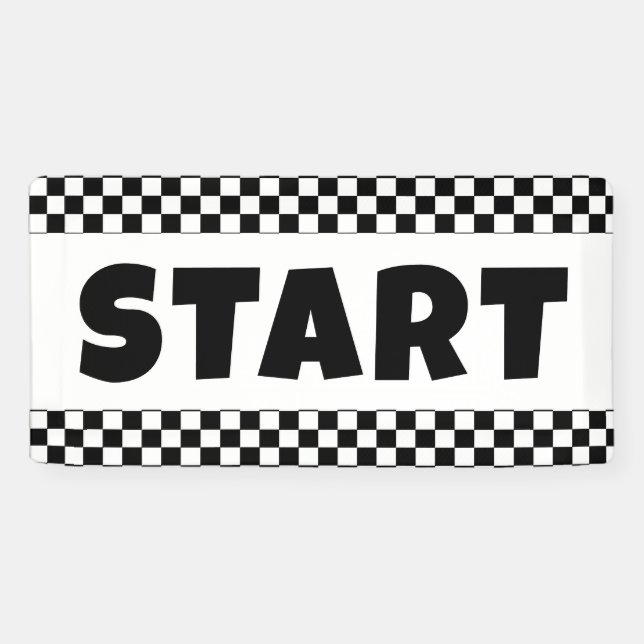 Bannière de ligne START de course en noir et blanc (Horizontal)