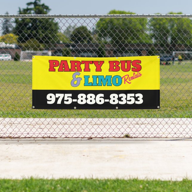 Bannière de location de bus de fête et de limousin (En situation)