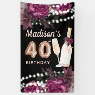 Bannière de luxe 40e Anniversaire du vin Rose