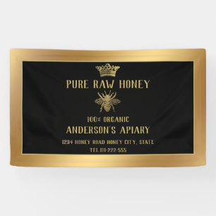 Bannière de luxe en or apiaire couronne miel bee