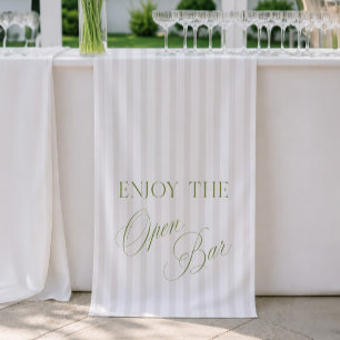 Bannière de mariage avec bar ouvert à rayures vert