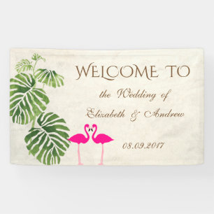 Bannière de Mariage de Flamants roses tropicaux