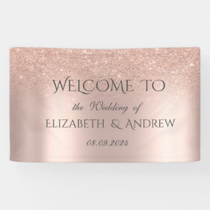 Bannière de mariage élégante rose gold pailletée b